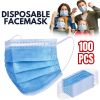 100 PC Face Mask Non Medical Surgical Disposable 3Ply Earloop Mouth Cover - Blue