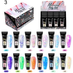 12 Color A Set Quick Extension Gel Sequins Set Nail Phototherapy Crystal Extension Gel Poly Gel Set (Color: 3)